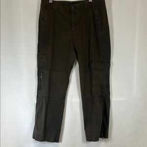Eddie Bauer Women’s Utility Cargo Pants Dark Olive Brown Multi-Pocket Hiking